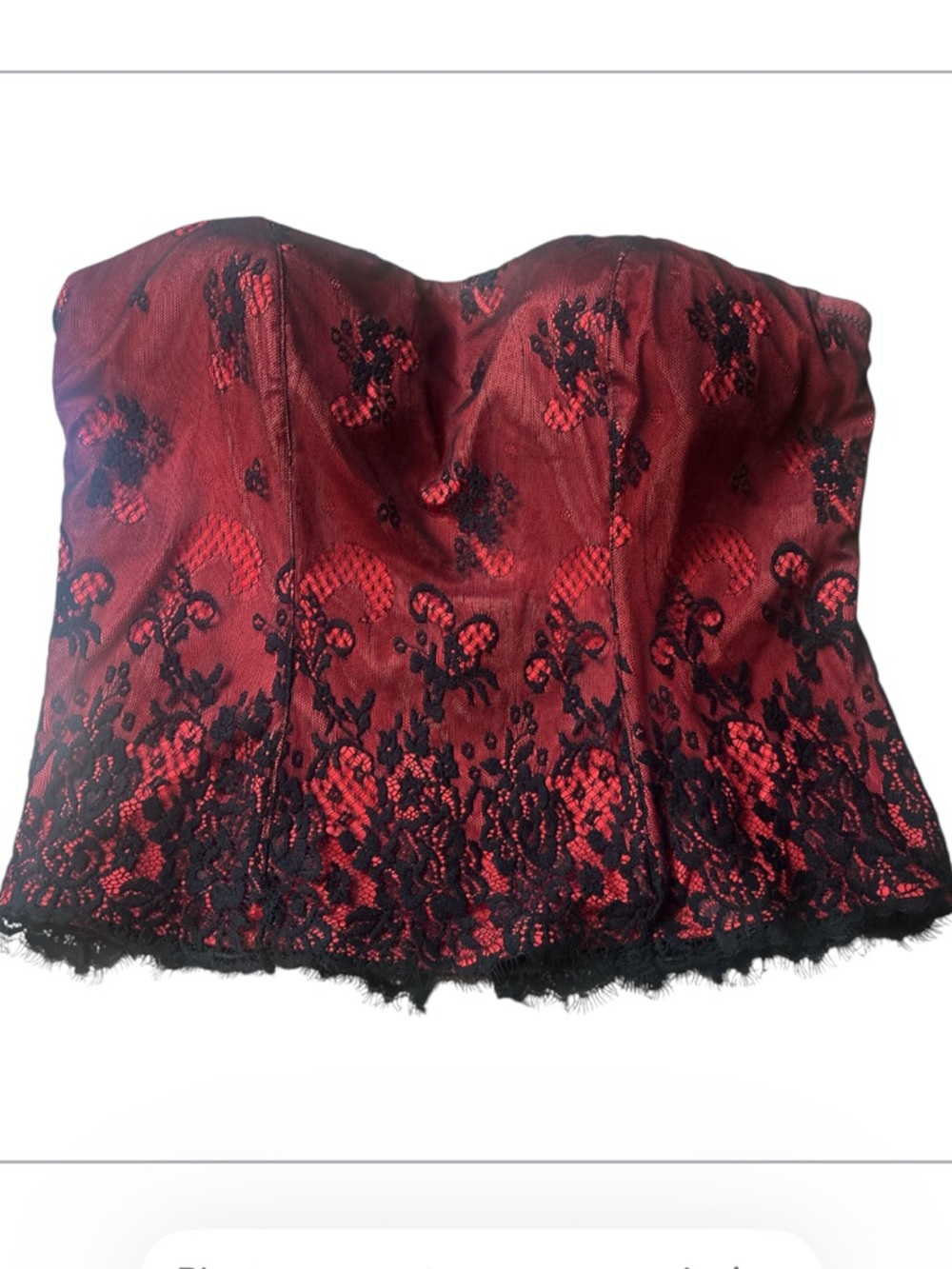 Torrid  Red Bustier with Black Lace Overlay Size 2XL